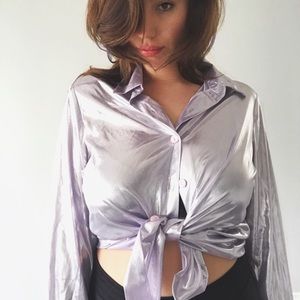 Metallic lavender button up